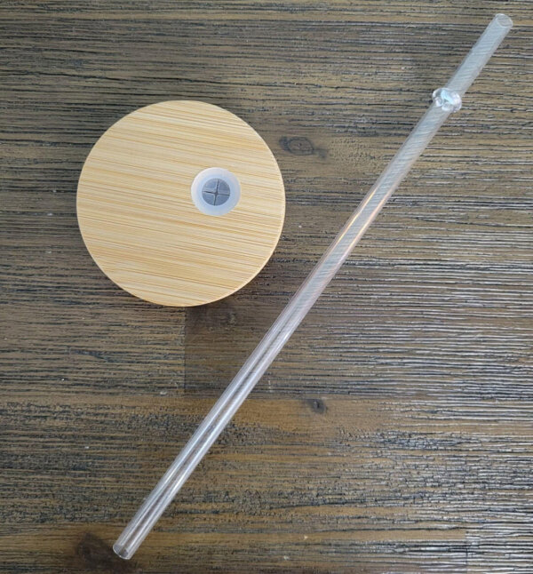 Bamboo Can Glass Tumbler Lid & Straw