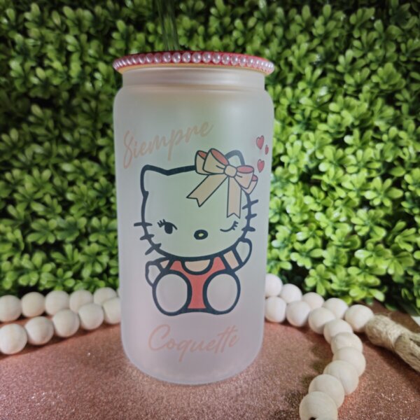 Hello Kitty Coquette Frosted Glass Can