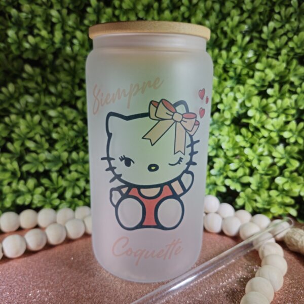 Hello Kitty Coquette Frosted Glass Can