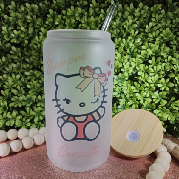 Hello Kitty Coquette Frosted Glass Can